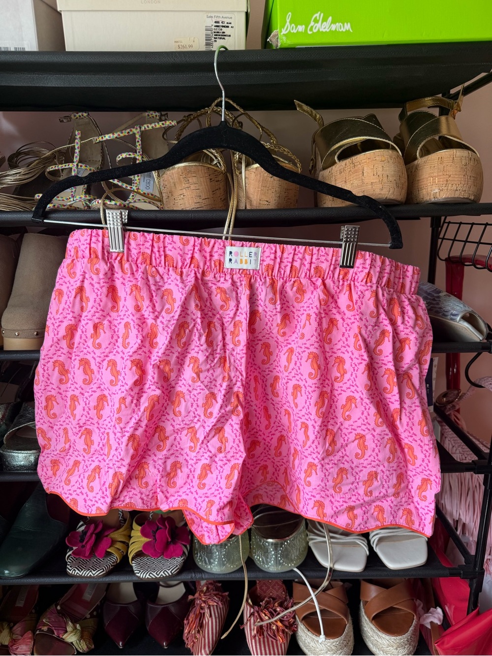 Roller Rabbit Pink Shorts with Orange Seahorse Print